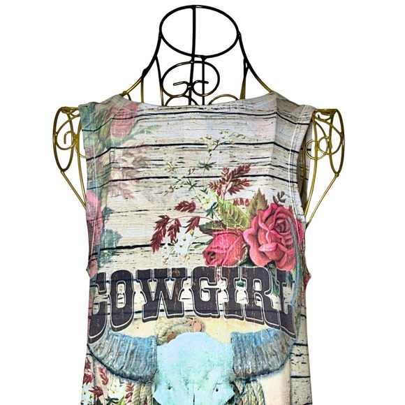 Liberty Wear Cowgirl Dress with Western Print, Sequins, & Lace Netted Hem Medium - Picture 9 of 15